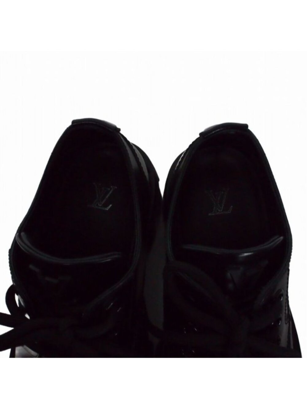 Louis Vuitton Checkered Loafers Lace Up Shoes Leather 6.5 Black - Picture 6 of 8